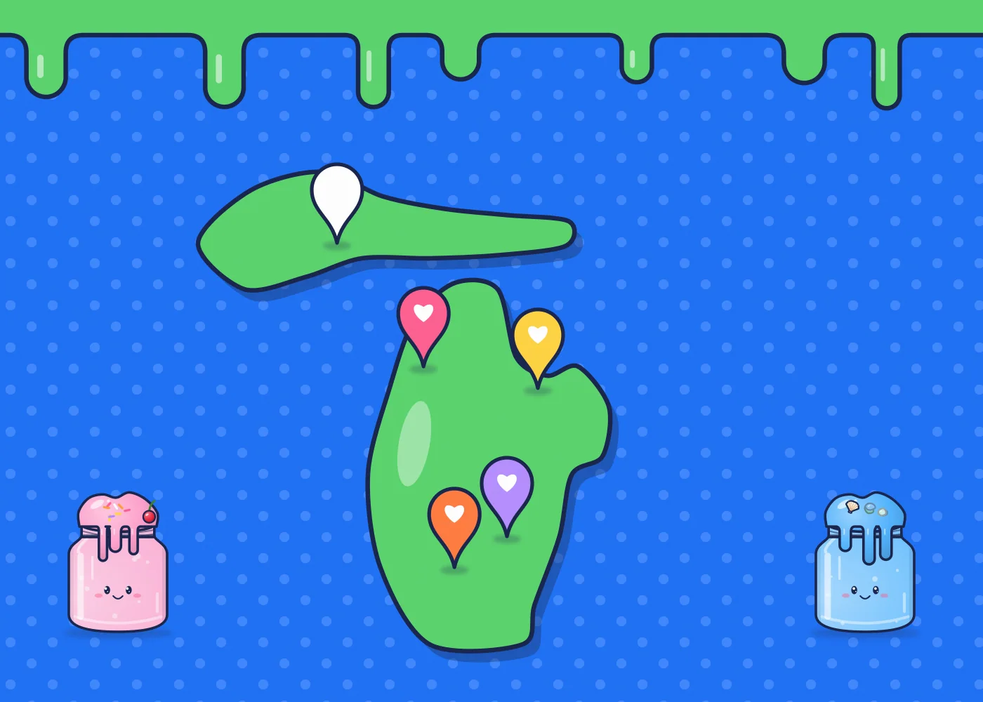 Map of Michigan with market pins